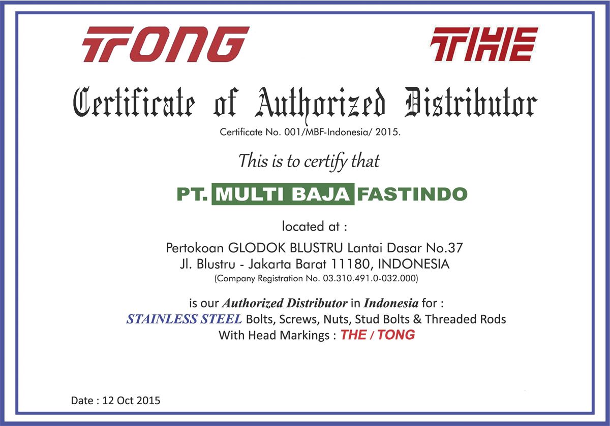 Certificate of Authorized Distributor THE dan TONG
